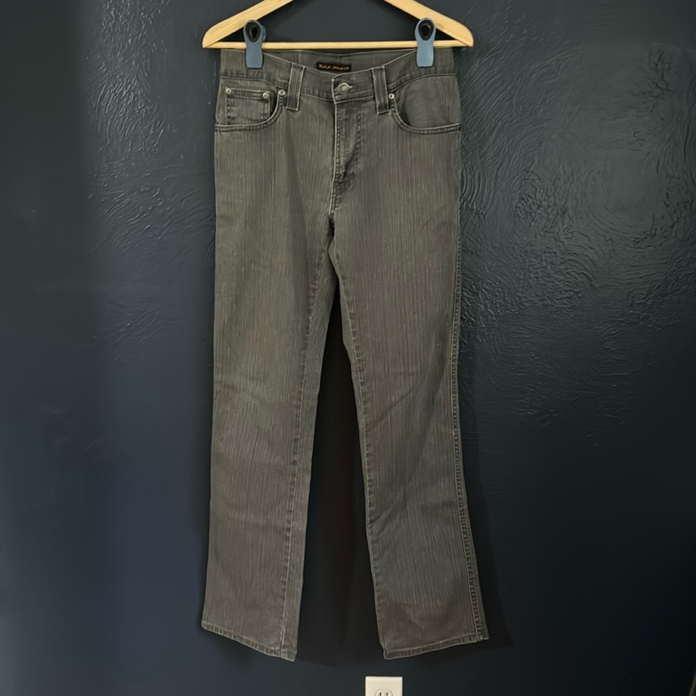 Nudie Slim Jim Dry Grey Coated Jeans
